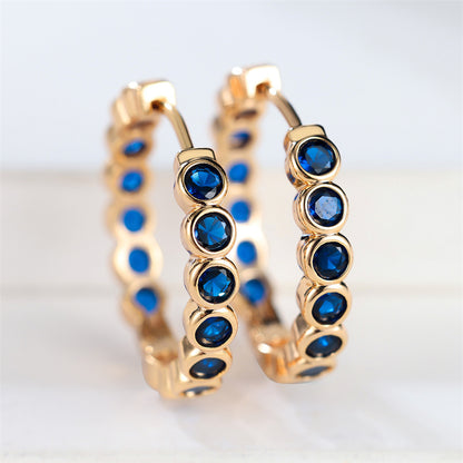Luxury Small Black Hoop Earrings,Gold Round Zircon Stone Studs for Women,Trendy Wedding Jewelry,Cute & Elegant