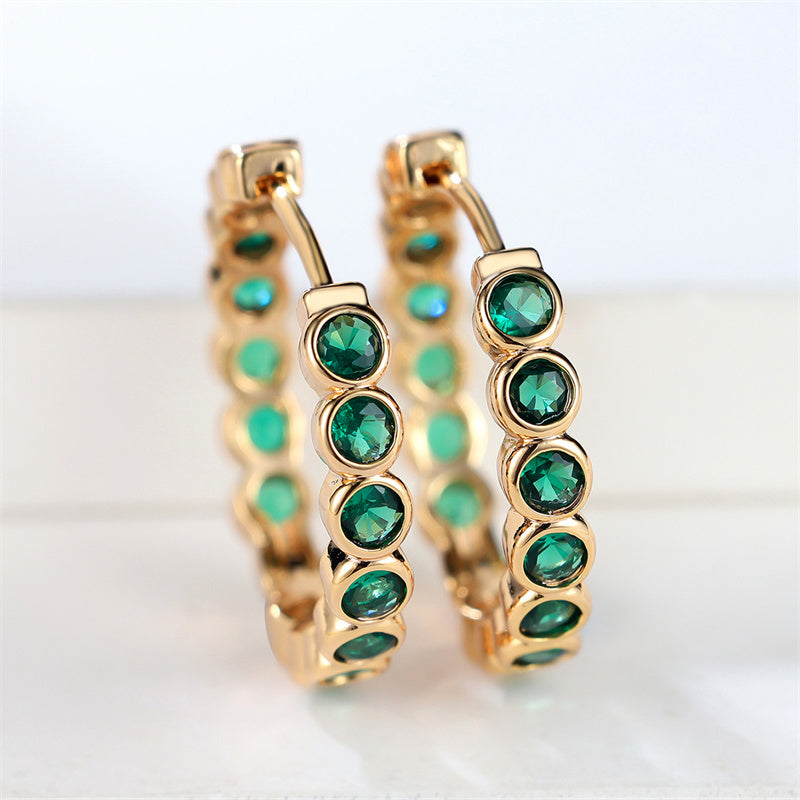 Luxury Small Black Hoop Earrings,Gold Round Zircon Stone Studs for Women,Trendy Wedding Jewelry,Cute & Elegant