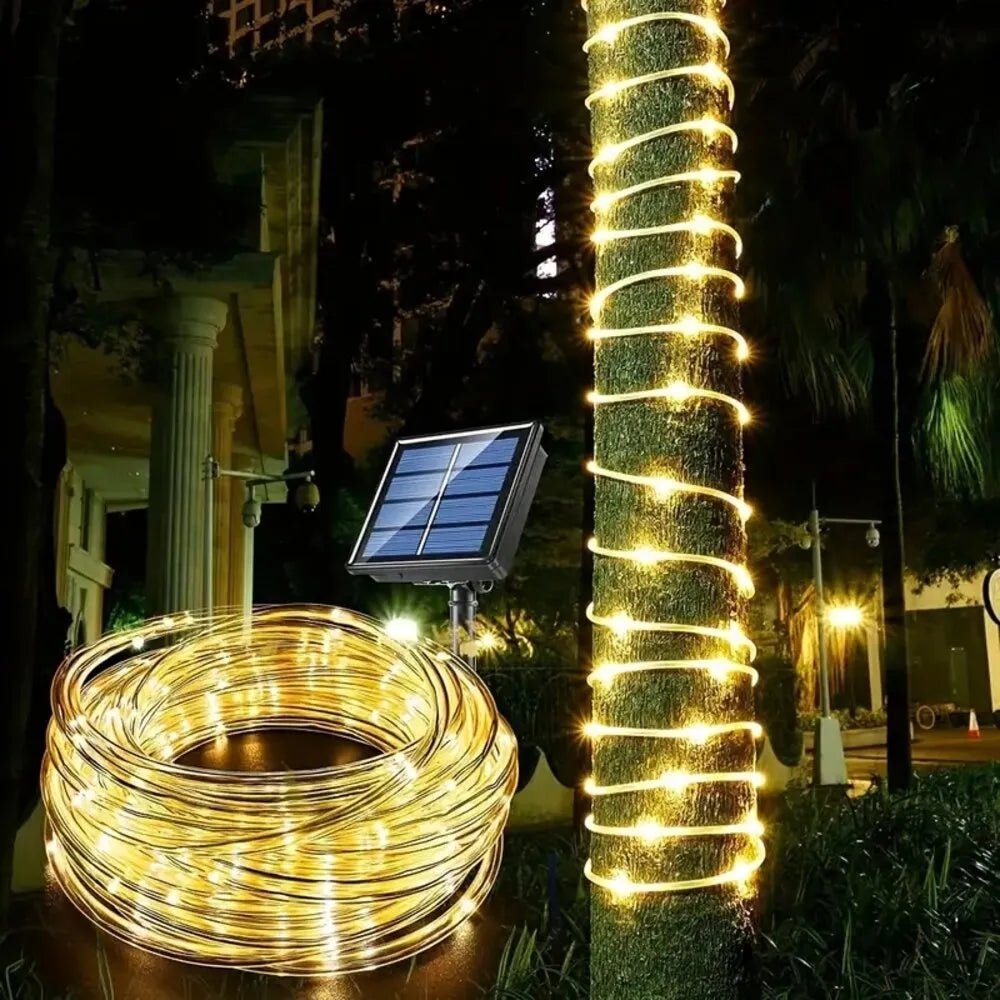 Outdoor Solar Tube Rope LED Light, Waterproof Garden Christmas Decoration Fairy String Light for Wedding, Party & Patio