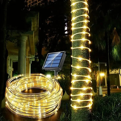 Outdoor Solar Tube Rope LED Light, Waterproof Garden Christmas Decoration Fairy String Light for Wedding, Party & Patio