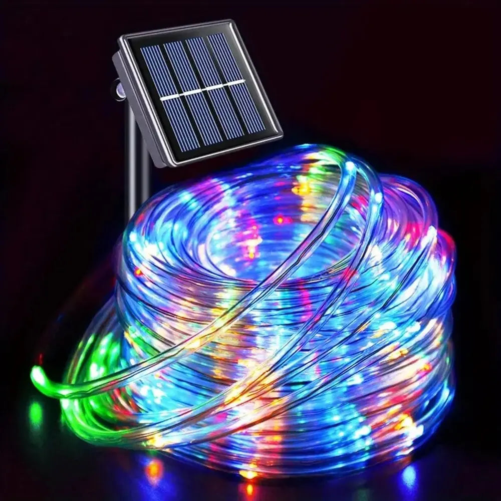 Outdoor Solar Tube Rope LED Light Waterproof Garden Christmas Decoration Fairy String Light For Wed 8