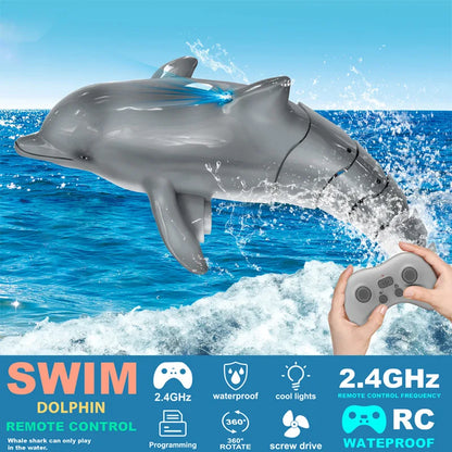 Remote Control Dolphin Toy with LED Light 2.4G Electric Water Toy for Kids, Gift for Boys & Girls