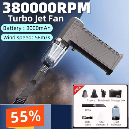 380000RPM Turbo Fan, Powerful Air Blower Portable Wireless Dust Cleaner with Type-C Charging Brushless Jet Blower