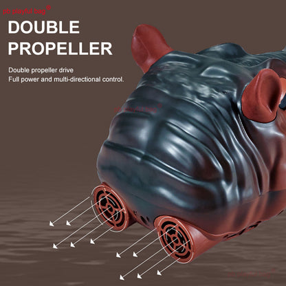 2.4GHz RC Hippo Boat with Water Spray Double Propeller Electric Toy Gift VG206