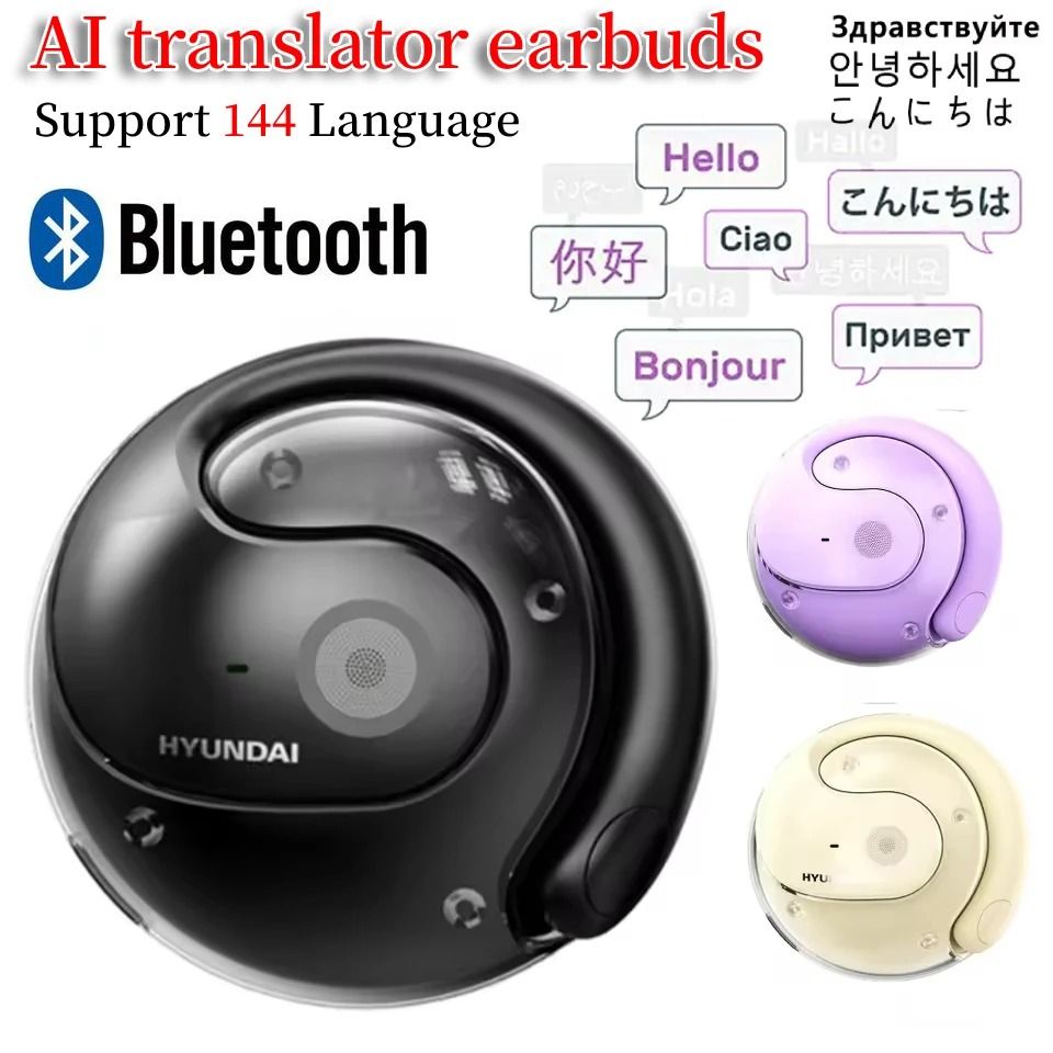 Wireless AI Translator Earphones with Real Time Bluetooth Language Translation