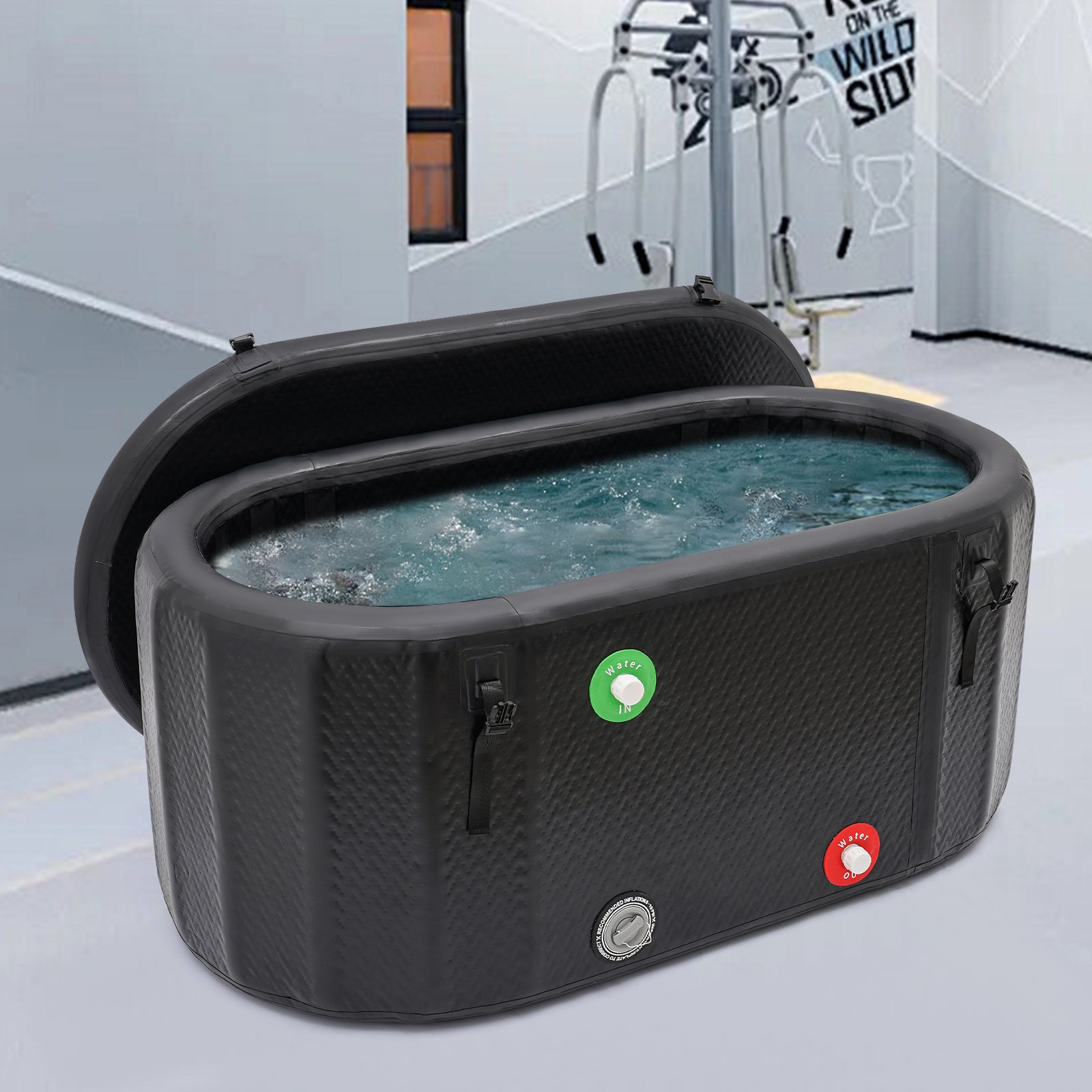 Inflatable Ice Bathtub – 275L/72.65GAL Cold Water Therapy Tub for Athletes Portable PVC Bath Bucket w/ Cover & Pump