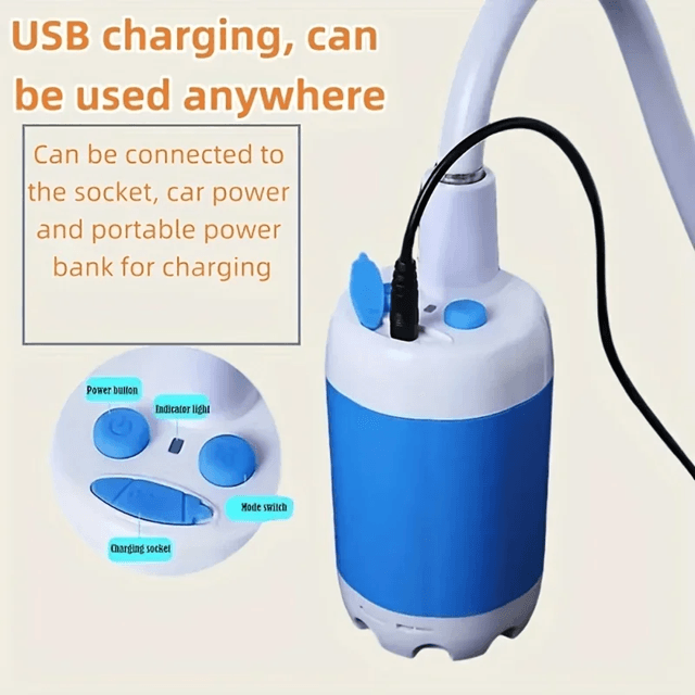 Portable USB Rechargeable Outdoor Shower And Hose Nozzle 1