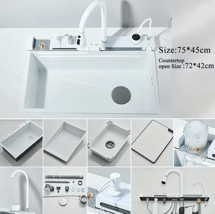 Smart Waterfall Workstation Sink With Digital Display 9