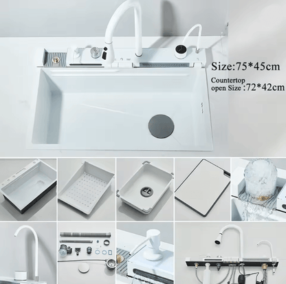 Smart Waterfall Workstation Sink With Digital Display 9
