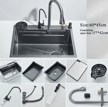 Smart Waterfall Workstation Sink With Digital Display 10
