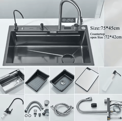 Smart Waterfall Workstation Sink With Digital Display 6