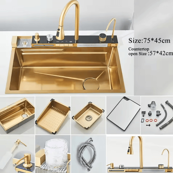 Smart Waterfall Workstation Sink With Digital Display 8