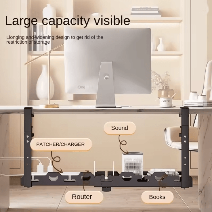 Telescopic UnderDesk Cable Management Tray 1