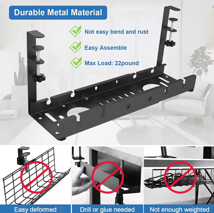 Telescopic UnderDesk Cable Management Tray 2