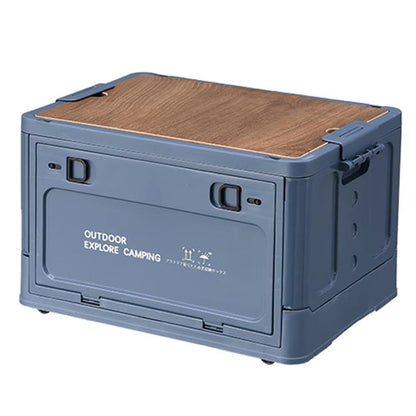 30L Collapsible Storage Bin With Wooden Lid  Portable Large Capacity Side Opening Box For Home And  6