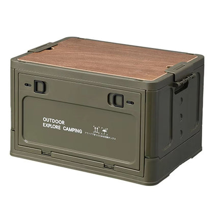 30L Collapsible Storage Bin With Wooden Lid  Portable Large Capacity Side Opening Box For Home And  7