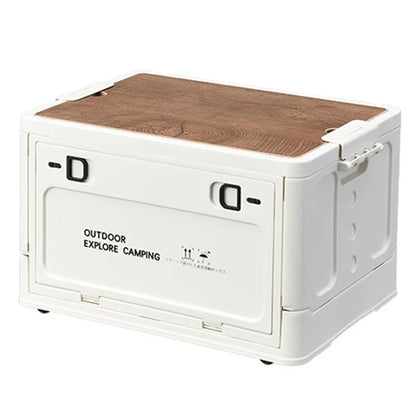 30L Collapsible Storage Bin With Wooden Lid  Portable Large Capacity Side Opening Box For Home And  8