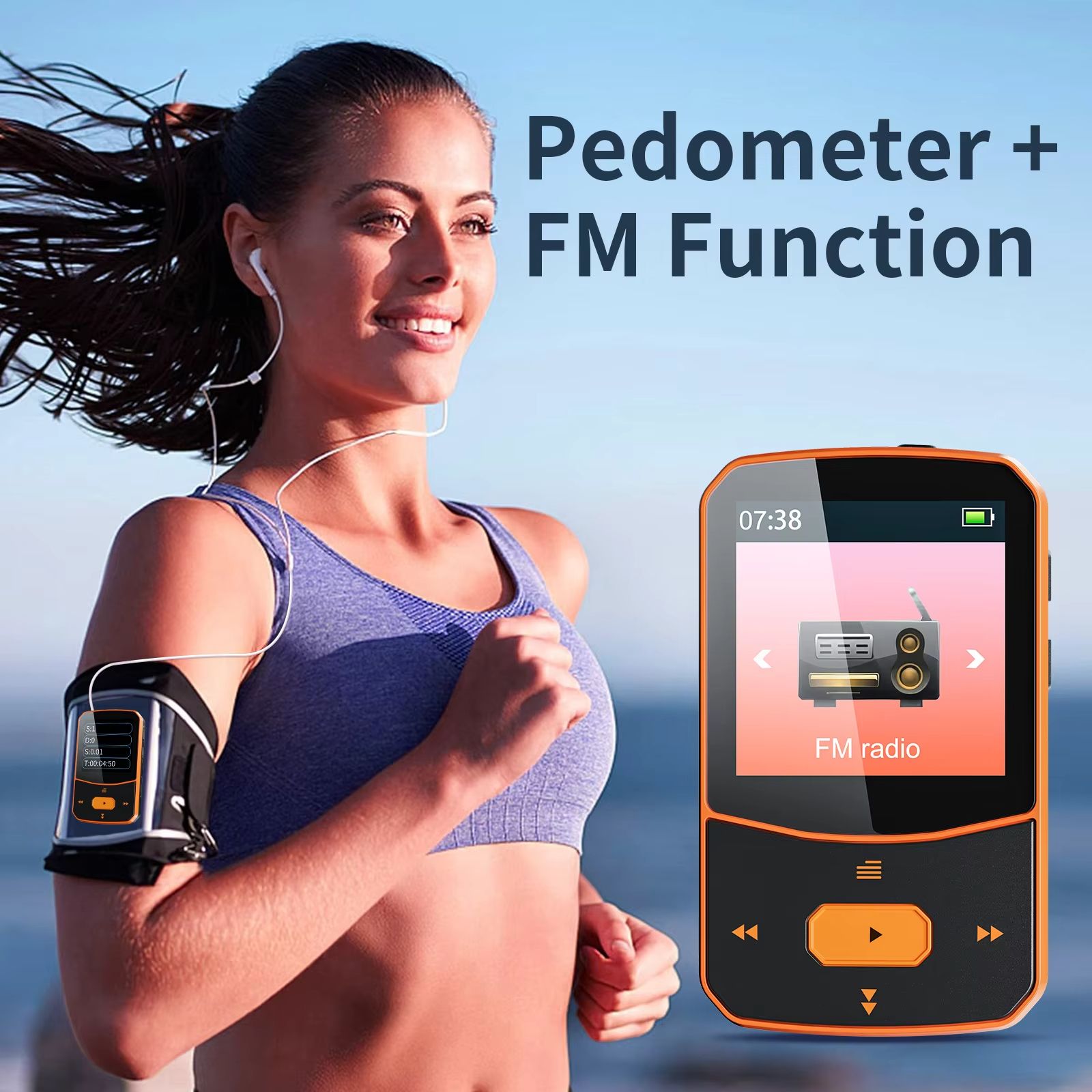 RUIZU X52 Bluetooth MP3 Player With Clip  Portable Sports Music Player With 15 Display FM Radio Ped 3
