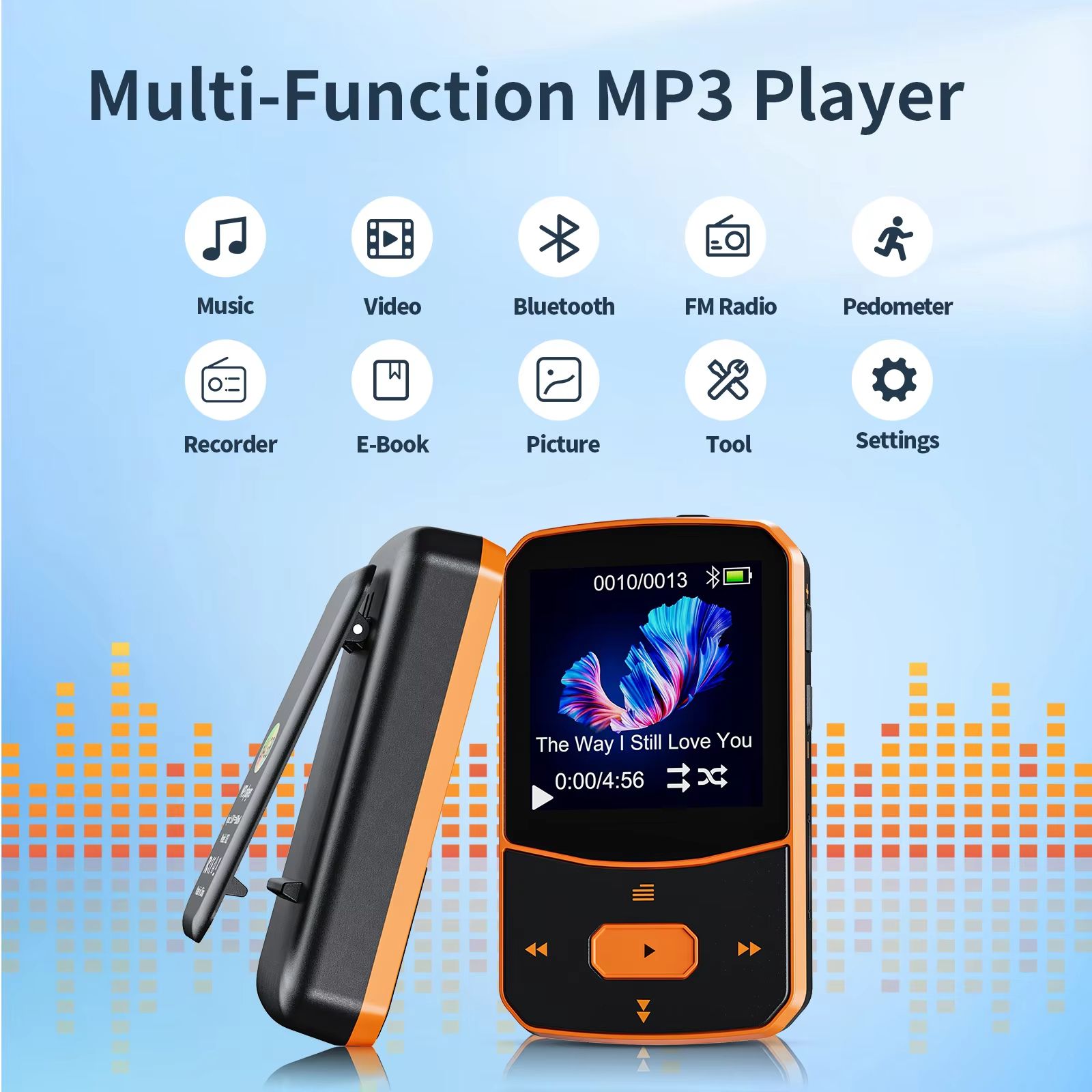 RUIZU X52 Bluetooth MP3 Player With Clip  Portable Sports Music Player With 15 Display FM Radio Ped 5