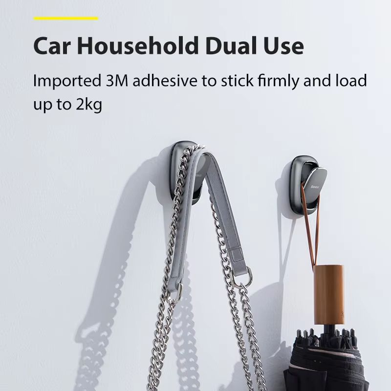 Baseus Car Headrest Hooks  2PCS Metal Fastener Clips For Bag USB Cable And Key Storage 1
