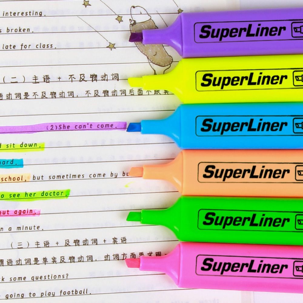 Colorful Highlighters Art Markers Drawing Fluorescent Pen Markers Flat Shape School Office Supplies Back to School