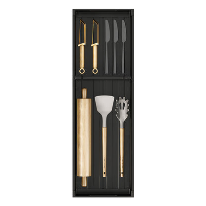 Adjustable Under Cabinet Dish Rack, Retractable Spacing Drawer Organizer for Spoons, Chopsticks Utensils Space-Saving