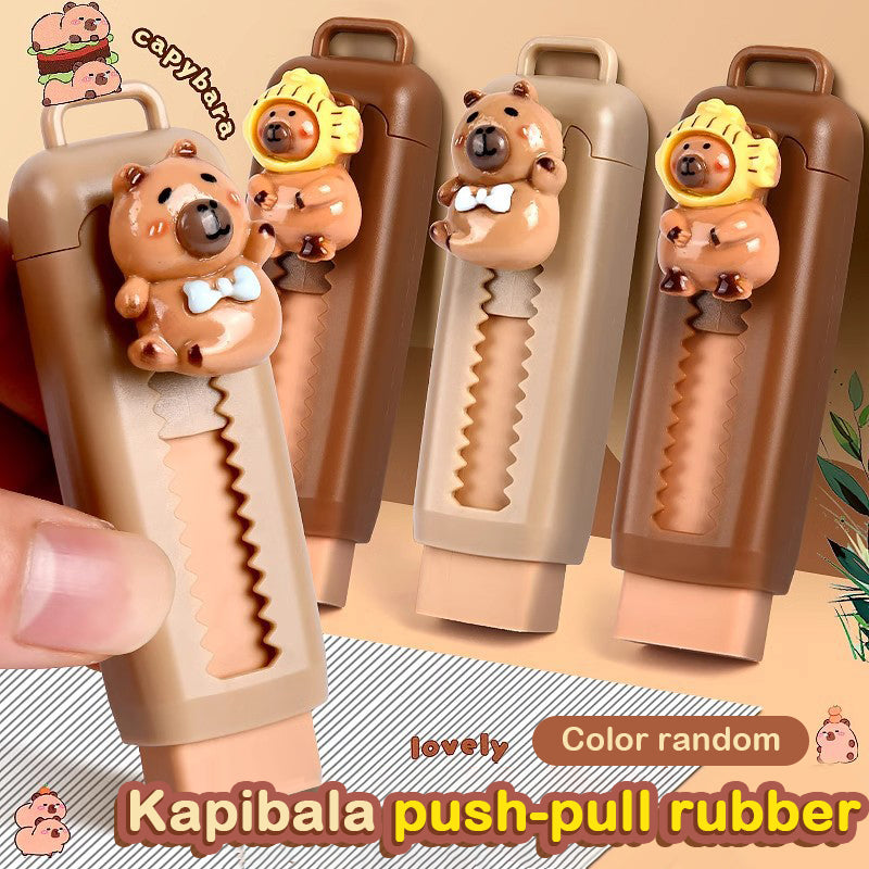 Push Pull Capybara Eraser, Soft School Supplies, Clean Mess Free Stationary, Office Student Gift Rubber Eraser