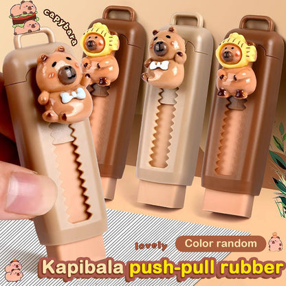 Push Pull Capybara Eraser, Soft School Supplies, Clean Mess Free Stationary, Office Student Gift Rubber Eraser