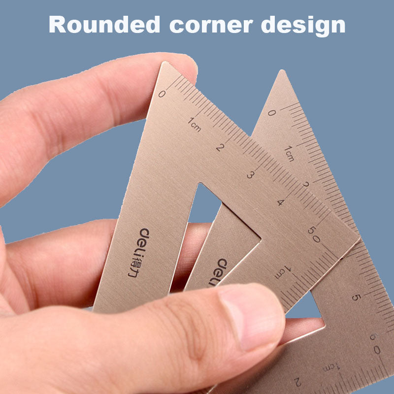 4 In 1 Deli Metal Ruler Set Triangle Measuring Ruler For Kids Drawing Straight Ruler School Office  4