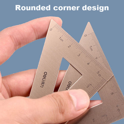 4 In 1 Deli Metal Ruler Set Triangle Measuring Ruler For Kids Drawing Straight Ruler School Office  4