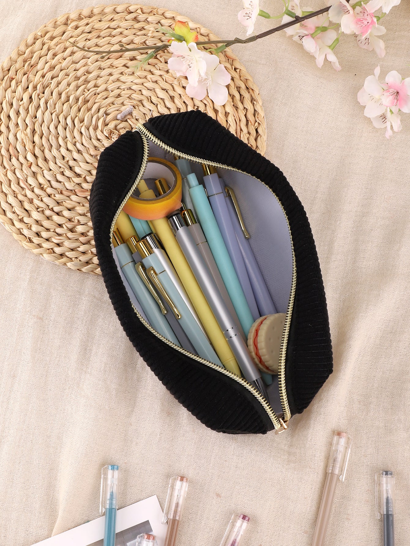 Large Capacity Pencil Case for School, Solid Color Stationery Bag, Pencil Case School Supplies Gift Organizer