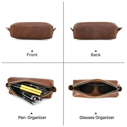 Vintage Leather Pencil Case, High Capacity School Pen Pouch for Kids, Boys, Girls, Business Office Stationery Organizer