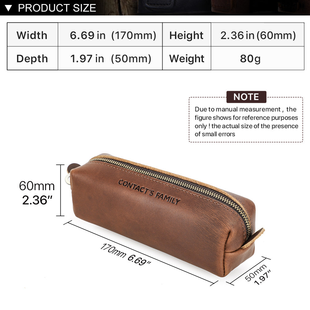 Vintage Leather Pencil Case, High Capacity School Pen Pouch for Kids, Boys, Girls, Business Office Stationery Organizer