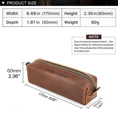 Vintage Leather Pencil Case, High Capacity School Pen Pouch for Kids, Boys, Girls, Business Office Stationery Organizer