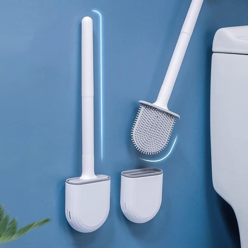 Wall Hanging Long Handle Toilet Brush, Silicone Cleaning Brush for Bathroom, Durable, Easy to Clean Toilet Brush Set