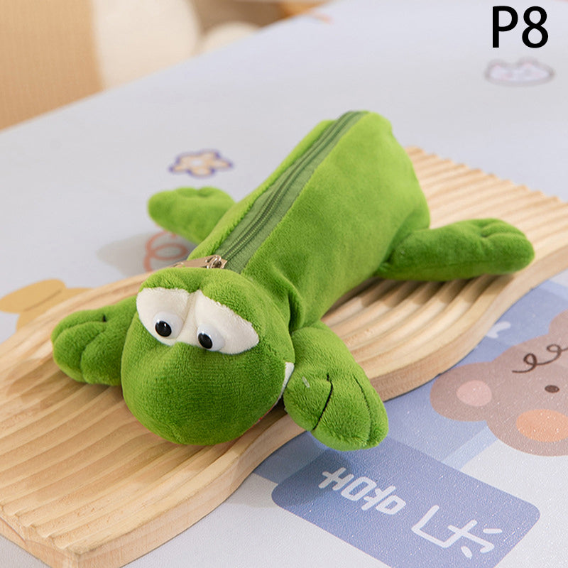 Plush Cartoon Animal Pen Case for Kids Elephant Lion Style, School Stationery Organizer Bag, Back to School Gift