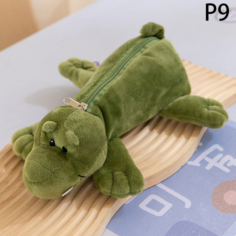 Plush Cartoon Animal Pen Case for Kids Elephant Lion Style, School Stationery Organizer Bag, Back to School Gift