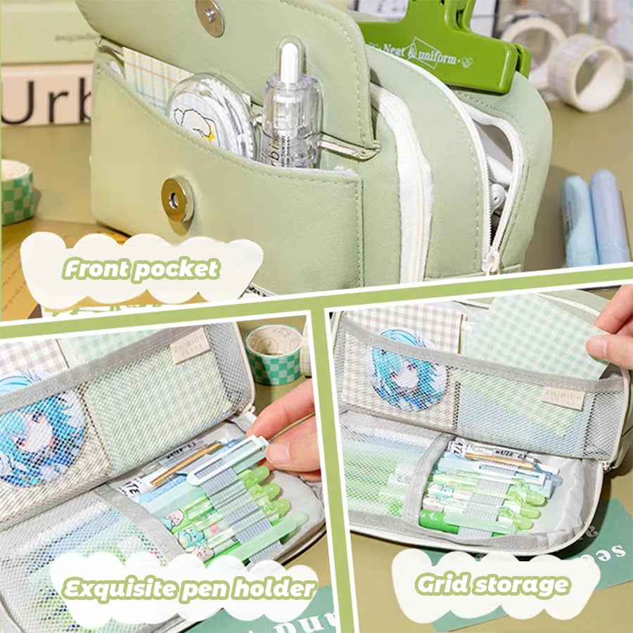 Simple Pencil Case for School Students, Large Capacity Stationery Organizer, Office Supplies Storage Bag