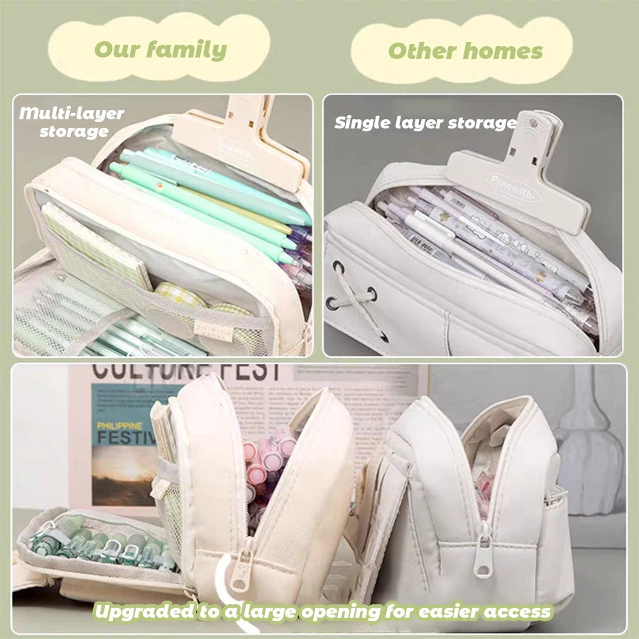 Simple Pencil Case for School Students, Large Capacity Stationery Organizer, Office Supplies Storage Bag