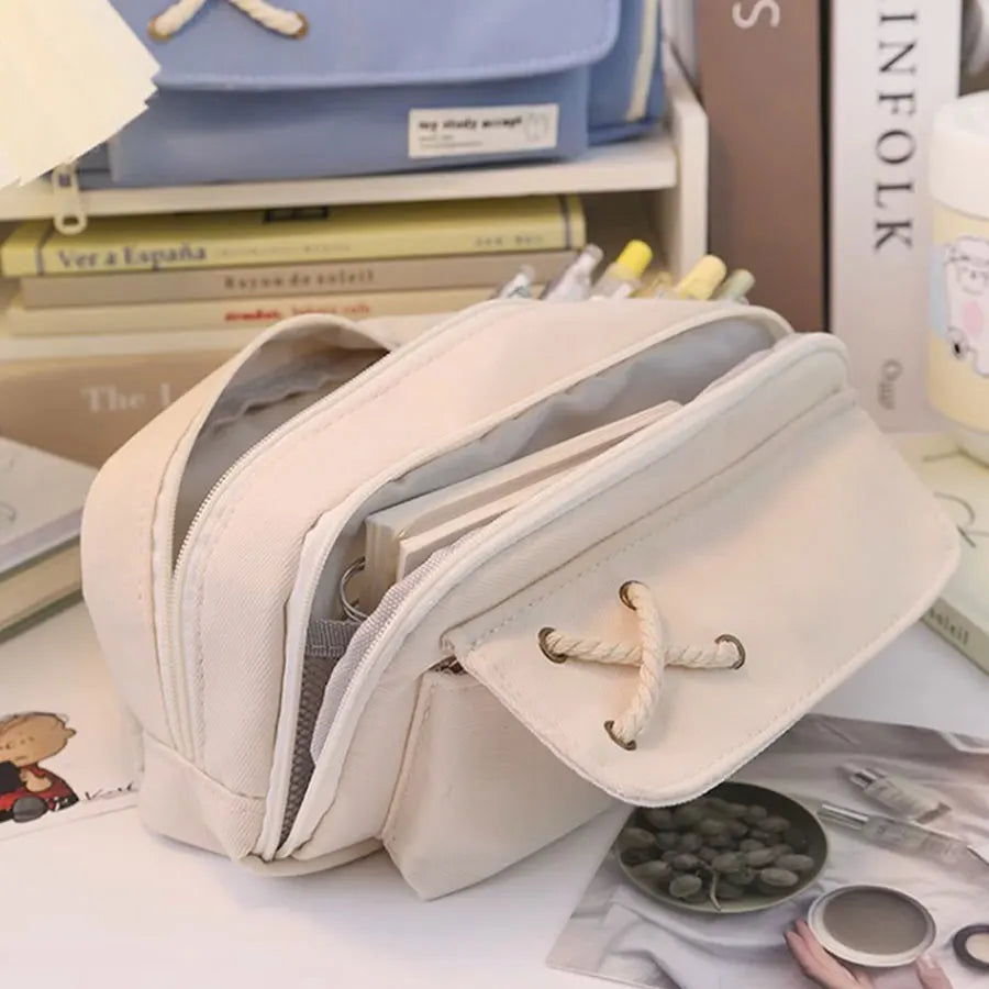 Simple Pencil Case for School Students, Large Capacity Stationery Organizer, Office Supplies Storage Bag