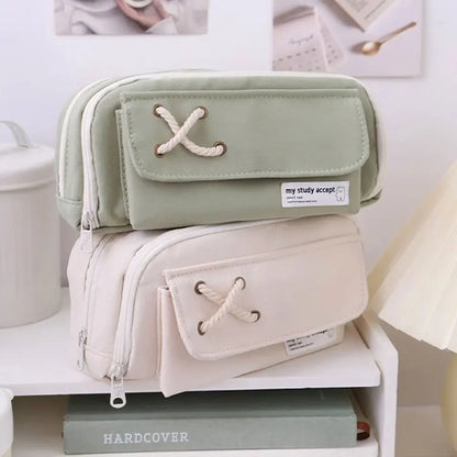 Simple Pencil Case for School Students, Large Capacity Stationery Organizer, Office Supplies Storage Bag