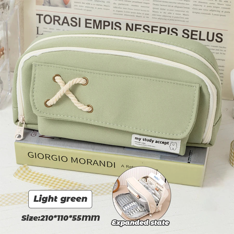 Simple Pencil Case for School Students, Large Capacity Stationery Organizer, Office Supplies Storage Bag