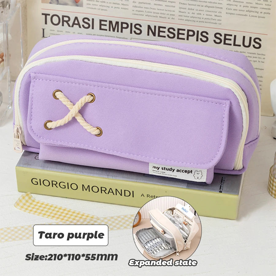 Simple Pencil Case for School Students, Large Capacity Stationery Organizer, Office Supplies Storage Bag