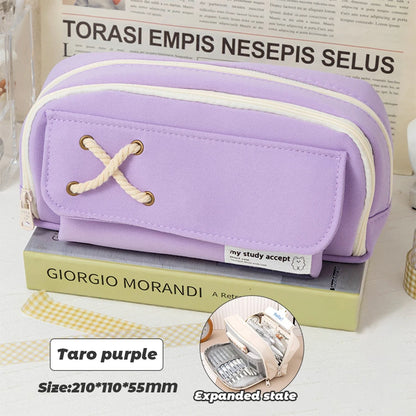 Simple Pencil Case for School Students, Large Capacity Stationery Organizer, Office Supplies Storage Bag