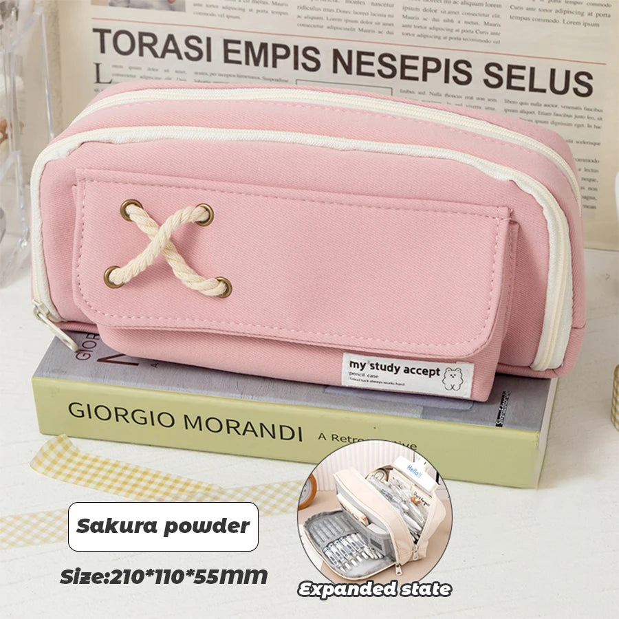 Simple Pencil Case for School Students, Large Capacity Stationery Organizer, Office Supplies Storage Bag