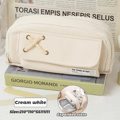 Simple Pencil Case for School Students, Large Capacity Stationery Organizer, Office Supplies Storage Bag
