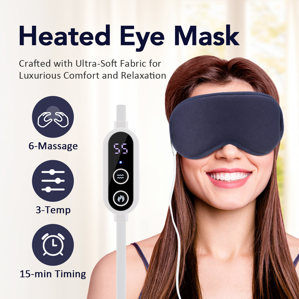 3D Hot Compress Electric Steam Eye Mask, Level Constant Temperature, Smart Timing Sleep Shading Massage Eye Mask Relief