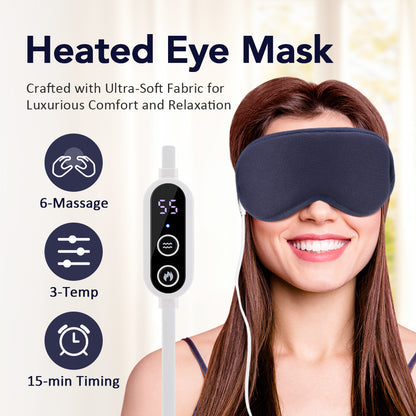 3D Hot Compress Electric Steam Eye Mask, Level Constant Temperature, Smart Timing Sleep Shading Massage Eye Mask Relief