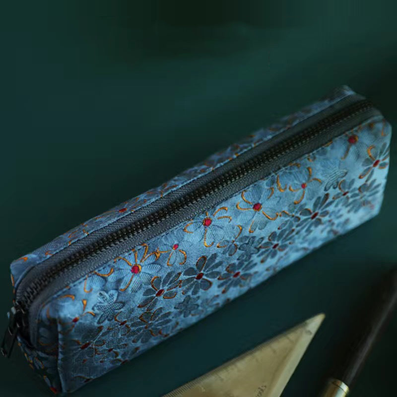 Retro Pencil Case Fabric Embroidery Pen Bag, Student Stationery School Supplies Trousse Scolaire Gift