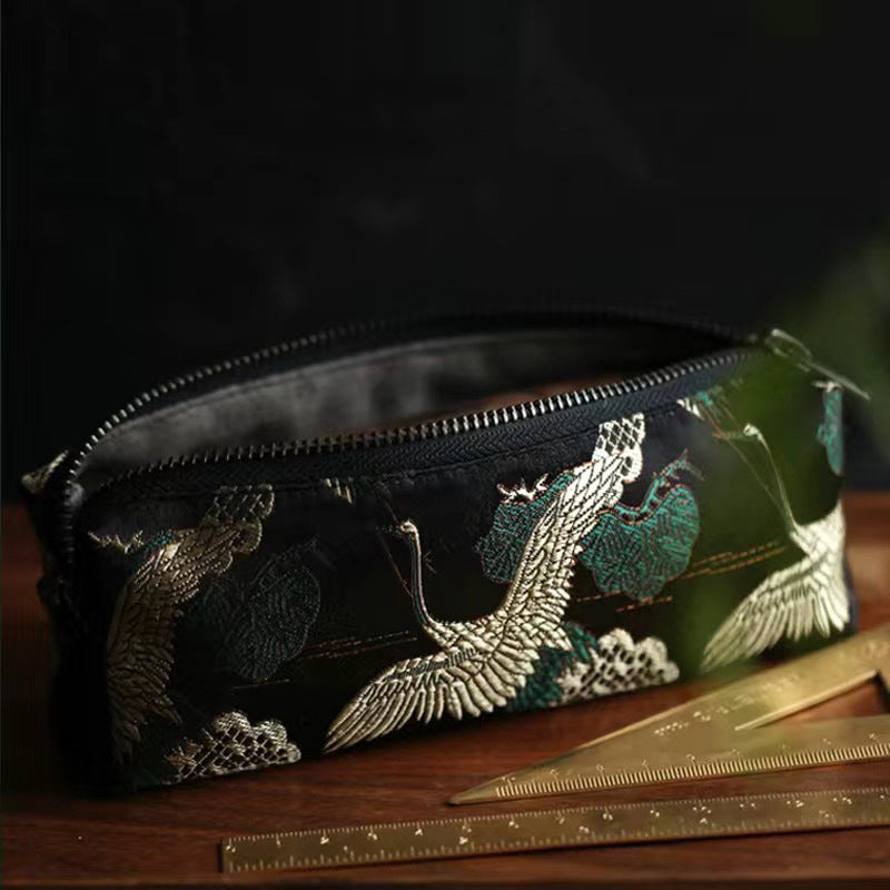 Retro Pencil Case Fabric Embroidery Pen Bag, Student Stationery School Supplies Trousse Scolaire Gift